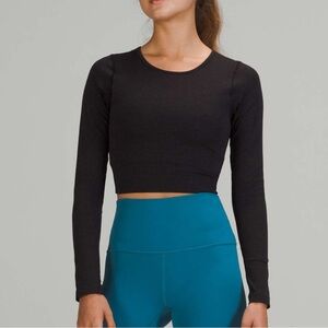 Lululemon Ebb to Street Black Long Sleeve Crop Top